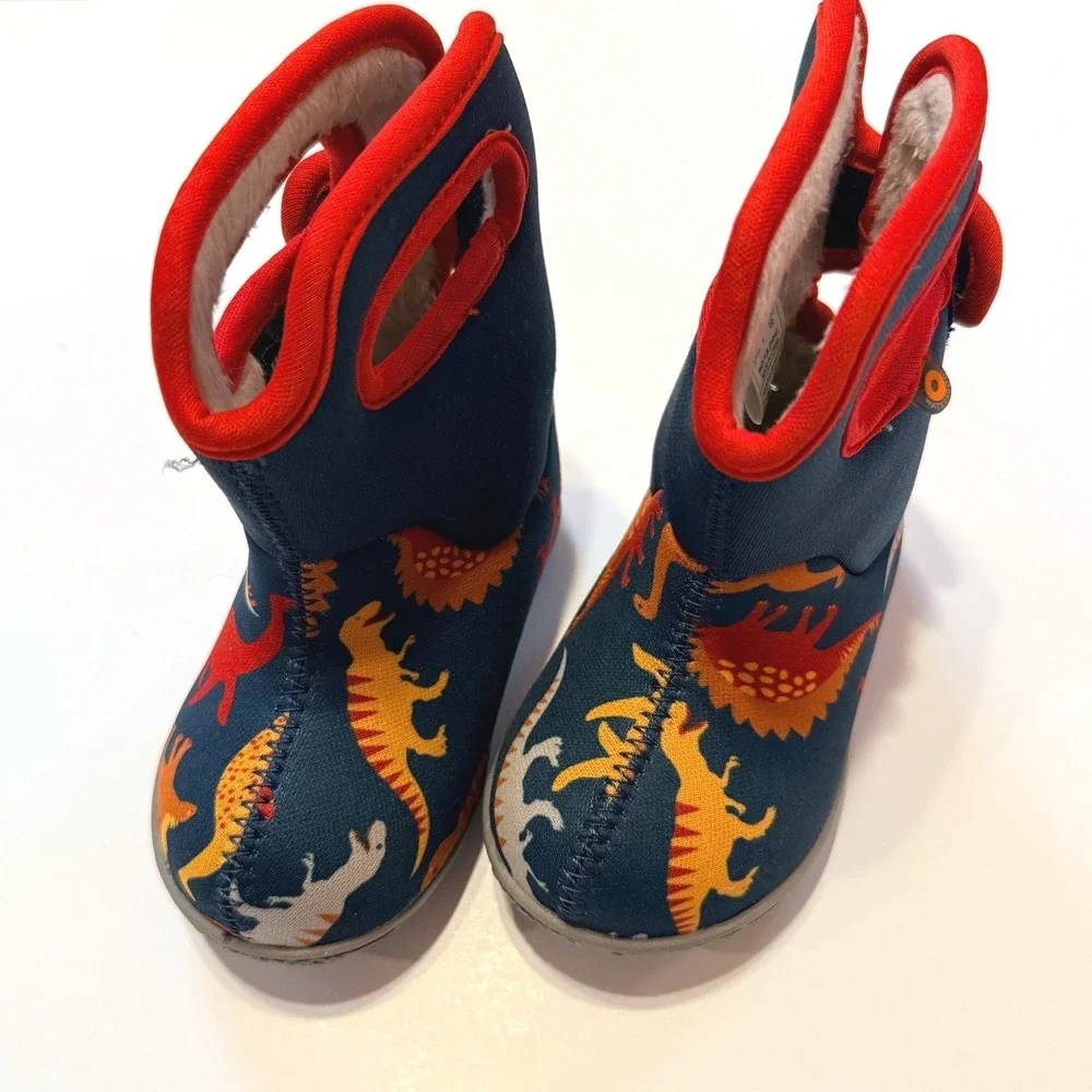 Bogs Baby Dino Insulated Boots 4 Navy Blue Red Infants Outdoor‎ Rugged Dinosaur
